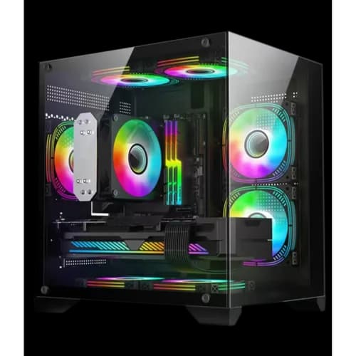 GABINETE GAMER HAYOM GB1790 PRETO AQUARIO COM 4 FANS RGB E VIDRO TEMPERADO