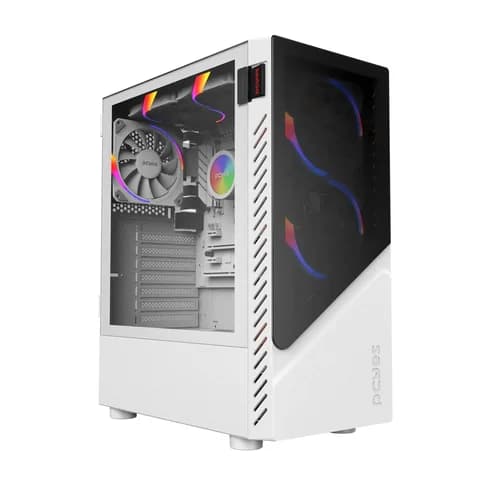 GABINETE GAMER SET BLACK WHITE GHOST - LATERAL EM VIDRO PCYES - GSWGPBR