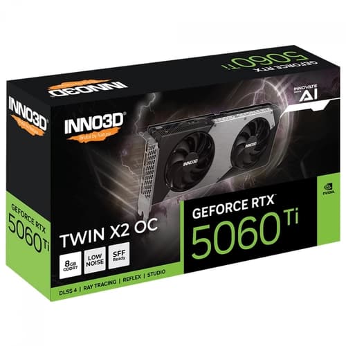 PLACA DE VIDEO GEFORCE RTX 5060 TI 8GB INNO3D TWINX2 OC PLUS, GDDR7, 128 BIT N506T2-08D7X-193075N