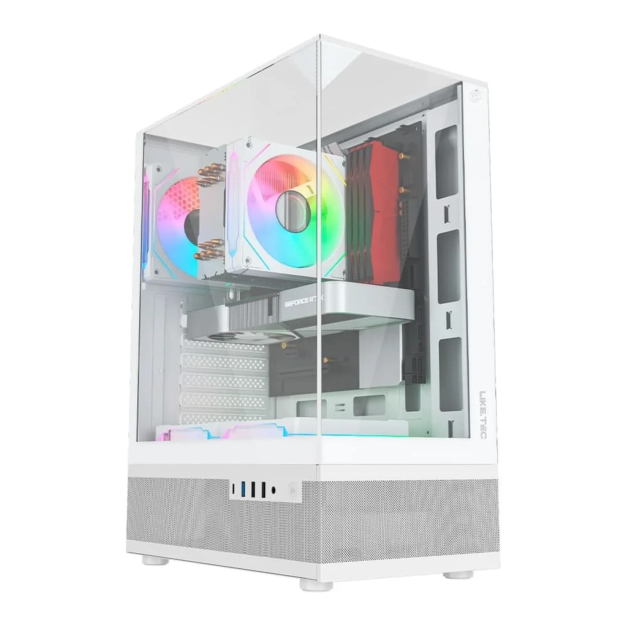 GABINETE GAMER LIKETEC KINGDON SNOW CUBO DESIGN / ATX / FRONTAL E LATERAL E TETO EM VIDRO SF