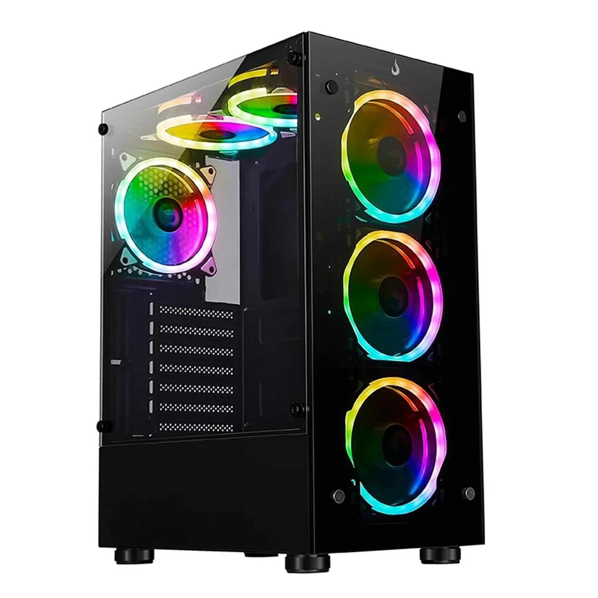 GABINETE GAMER RISE MODE GLASS 6X LATERAL E VIDRO TEMPERADO COM 6 FAN ARGB - RM-CA-06XBARGB