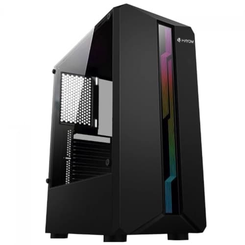GABINETE GAMER HAYOM GB1724 MID TOWER, VIDRO TEMPERADO, ATX, SEM FONTE, SEM FANS, PRETO